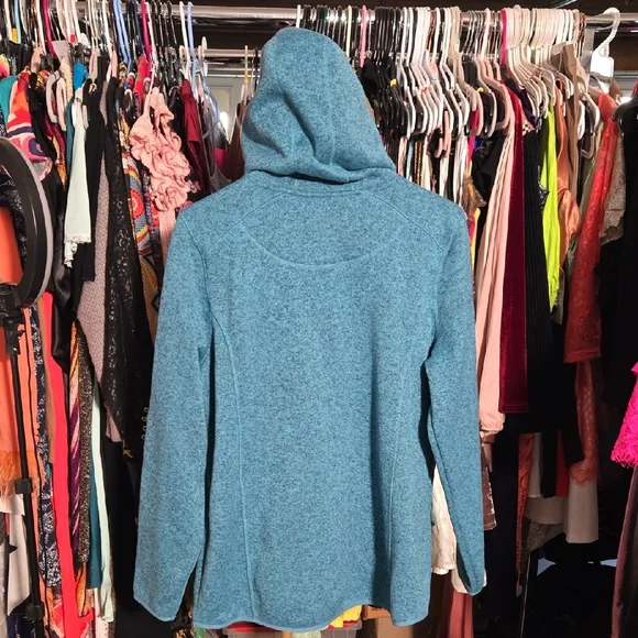 L.L. Bean Teal Heather Full-Zip Hooded Fleece Jacket - Picture 3 of 6